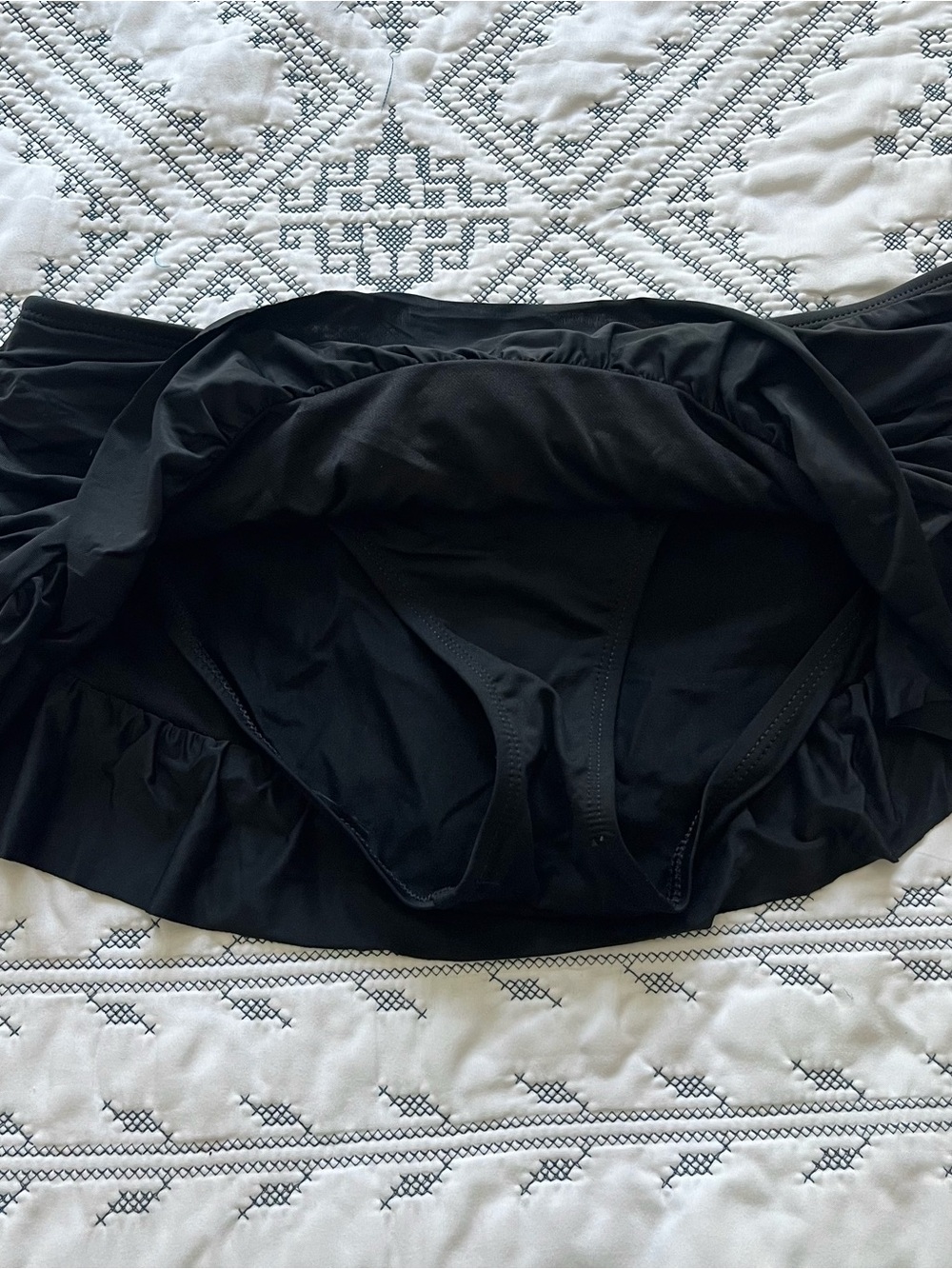 Kenneth Cole Reaction Black Ruched Ruffle Swim Skirt Bikini Bottom - Picture 2 of 3